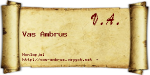 Vas Ambrus névjegykártya