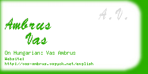 ambrus vas business card